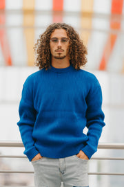 Pull maille bleu