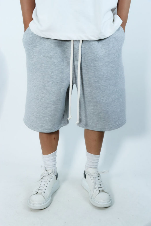 Short Oversize Effet Néoprène Gris
