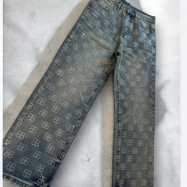 Jeans baggy Strass