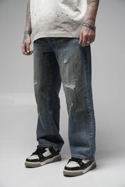 Jeans baggy effet Boue