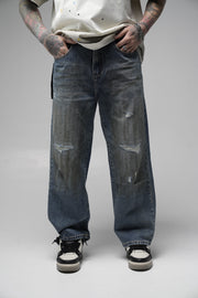 Jeans baggy effet Boue