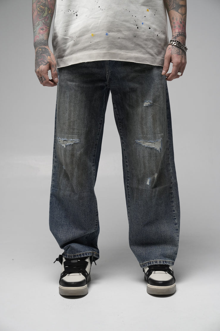 Jeans baggy effet Boue