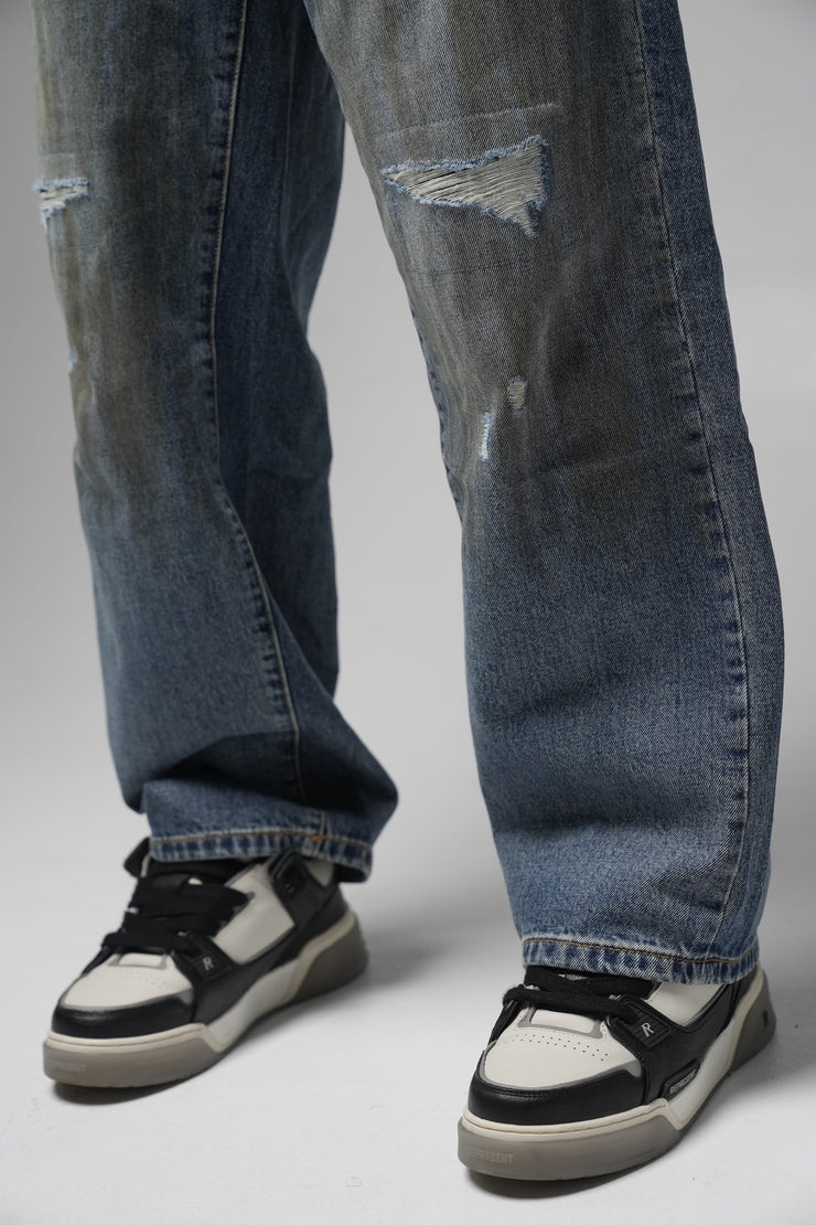 Jeans baggy effet Boue