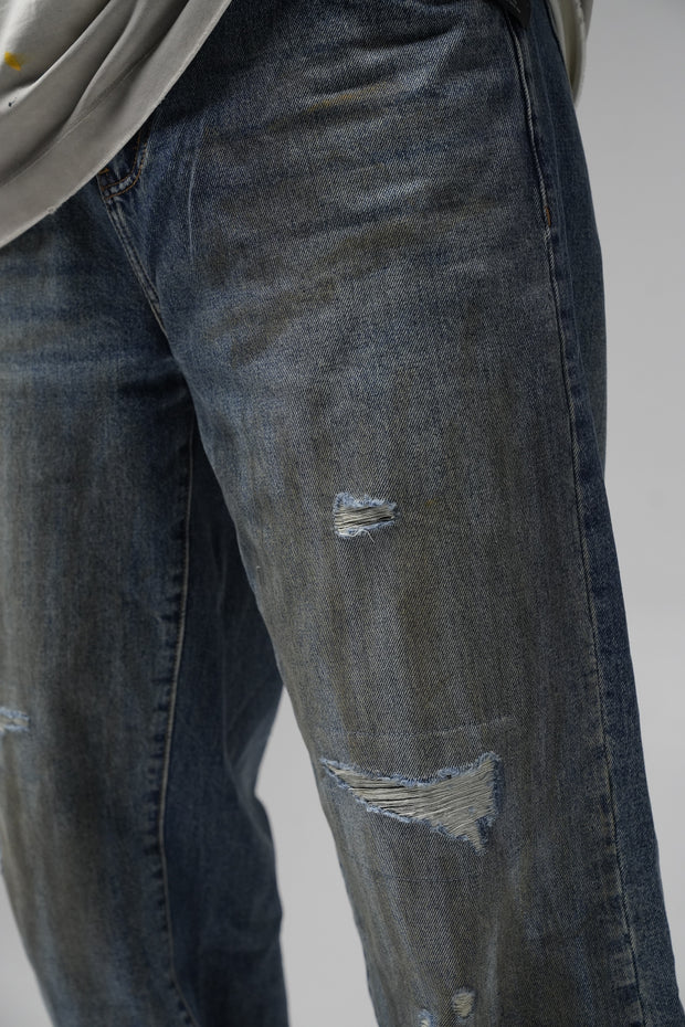 Jeans baggy effet Boue