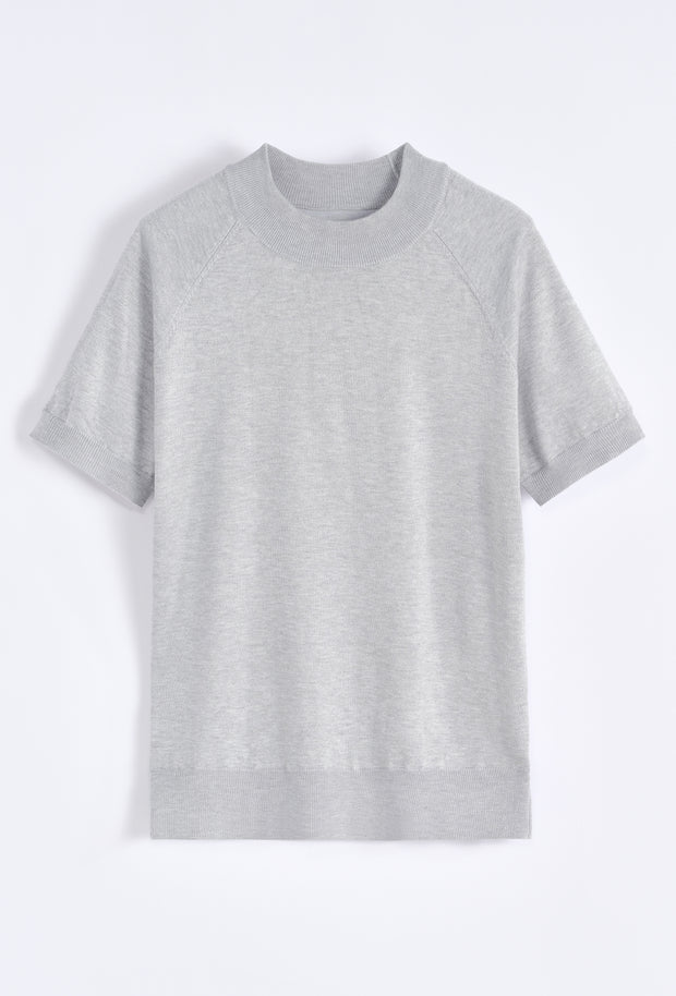 Tricot Col haut gris