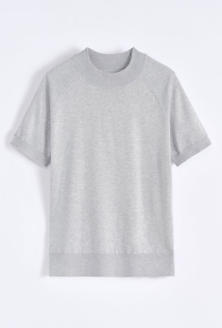 Tricot Col haut gris