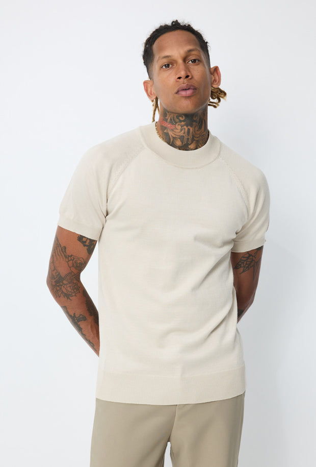 Tricot Col haut beige