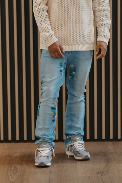 Jeans Bleu flare painting